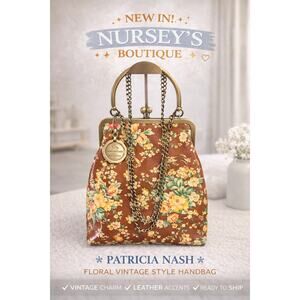 Patricia Nash Floral Kisslock Frame Satchel Vintage Style Bag